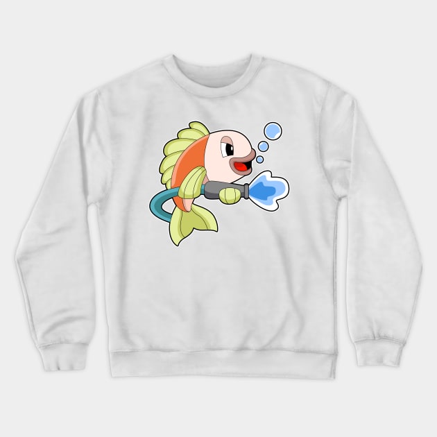 Fish Firefighter Fire extinguisher Crewneck Sweatshirt by Markus Schnabel